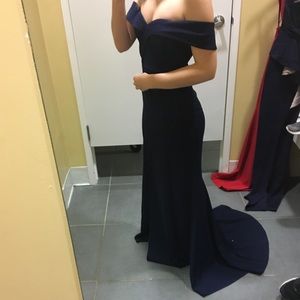 Off the shoulder navy prom/ formal dress